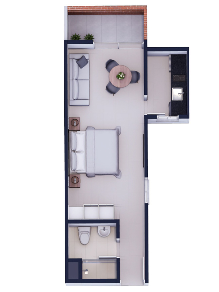 Monoambiente 39.40 m²